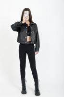 Демисезонные черные утепленные приталенные джинсы, высокая талия, в корейском стиле