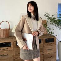 Короткое двусторонное шерстяное демисезонное шерстяное пальто с капюшоном, подходит для подростков, увеличенная толщина