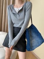 Двухслойные фальшивые дизайнерские чувства синана, сложенное к верхней нити, тонкая, а маленькая открытая пряжка t -мала -рубашка SN4118