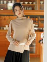 Осенний демисезонный лонгслив, удерживающий тепло трикотажный жакет, высокий воротник, свободный крой, оптовые продажи