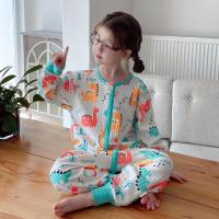 Демисезонный детский двухэтажный дыхательный спальный мешок, хлопковая пижама, длинный рукав