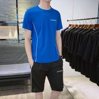 Мужской спортивный костюм, летняя шелковая футболка, одежда, для бега