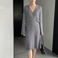 Осенний свитер, шарф, городской стиль, V-образный вырез, 2023, подходит для подростков