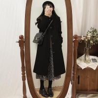 Длинная куртка, черное демисезонное шерстяное пальто, коллекция 2023, в британском стиле, подходит для подростков