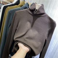 Женская осенняя однотонная футболка, флисовый удерживающий тепло лонгслив, нижняя рубашка, жакет, яркий броский стиль, длинный рукав