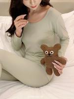 Ji xun • givxun six -color постоянная температура мышечная нижняя часть нижней рубашки женская осень и зимнее тепло, без трассировки круглой шеи пижамы