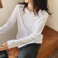 Белая хлопковая футболка, цветной весенний демисезонный топ, лонгслив, длинный рукав, оверсайз