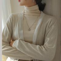 Бархатный осенний демисезонный лонгслив, одежда для верхней части тела, высокий воротник, в западном стиле, длинный рукав