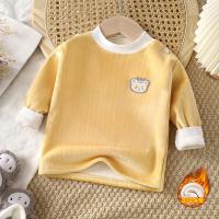 Детская удерживающая тепло одежда для верхней части тела, демисезонный детский лонгслив, флисовая пижама, увеличенная толщина, с начесом