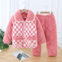 Демисезонная детская стеганая фланелевая коралловая бархатная удерживающая тепло пижама, увеличенная толщина