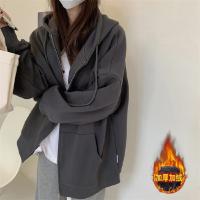 Утепленная толстовка, кардиган с молнией, осенняя куртка для влюбленных, оверсайз