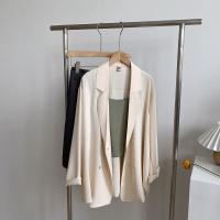 Весенний летний тонкий шифоновый пиджак классического кроя, куртка, по фигуре, свободный крой, защита от солнца