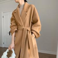 Демисезонное шерстяное двусторонное длинное шерстяное пальто, модная куртка, средней длины