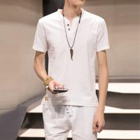 Мужская летняя летняя одежда, ретро шорты, мягкая дышащая футболка, короткий рукав, из хлопка и льна, оптовые продажи